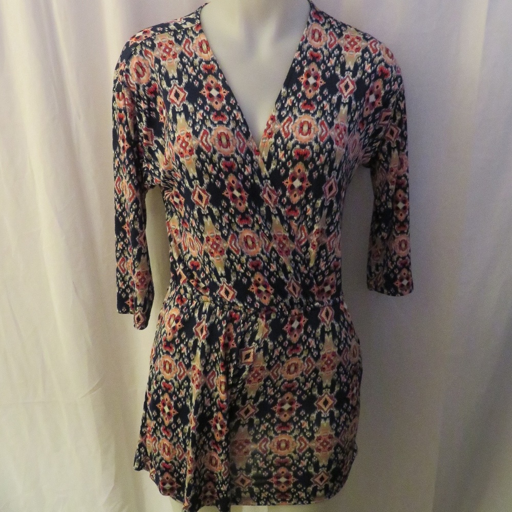 VERONICA M. AZTEC PRINT STRETCH ROMPER SZ XS